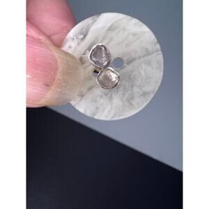 Natural polki diamond stud earrings in sterling silver